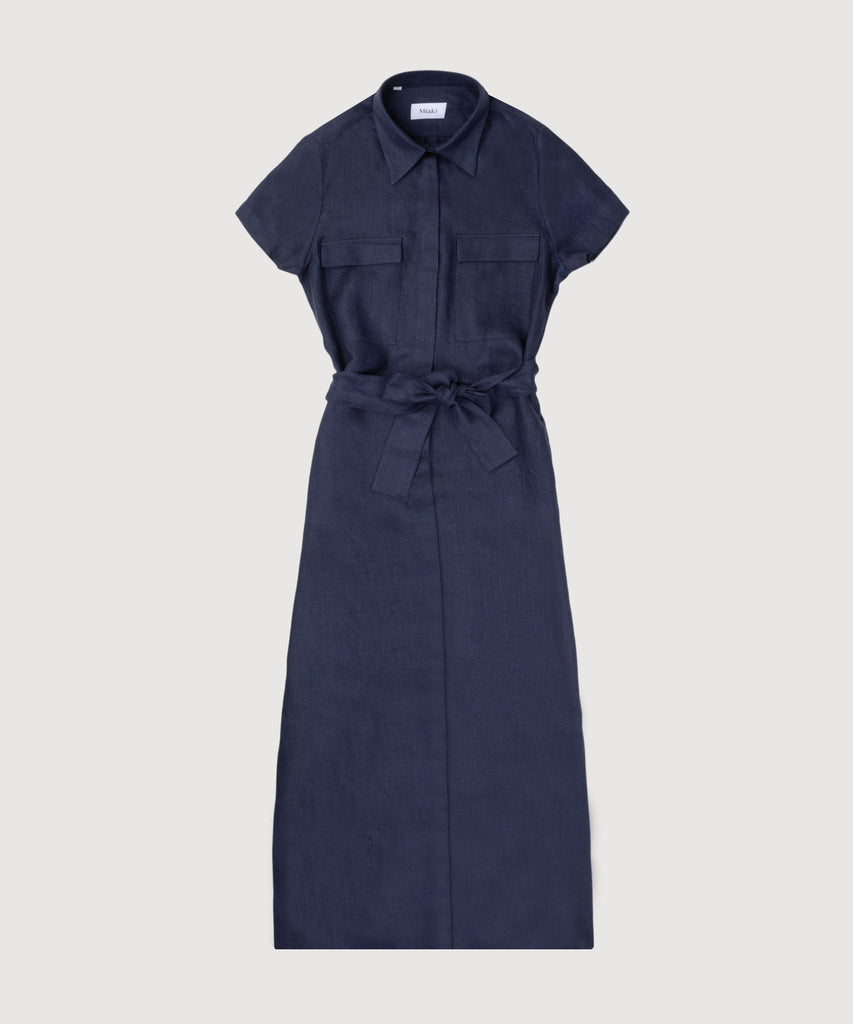 Long Short Sleeve Linen Shirt Dress