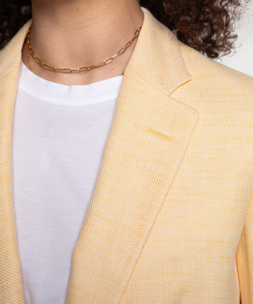 Relaxed Herringbone Linen Blazer