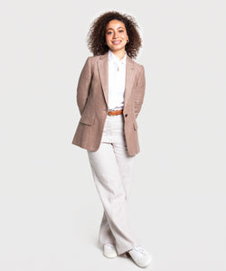 Relaxed Herringbone Linen Blazer