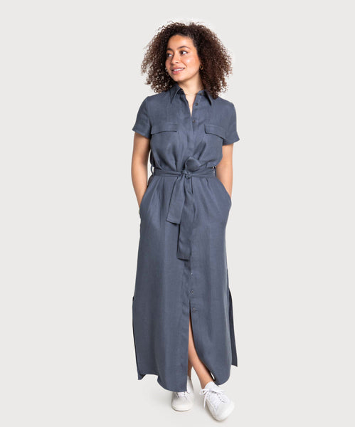 Long Short Sleeve Linen Shirt Dress