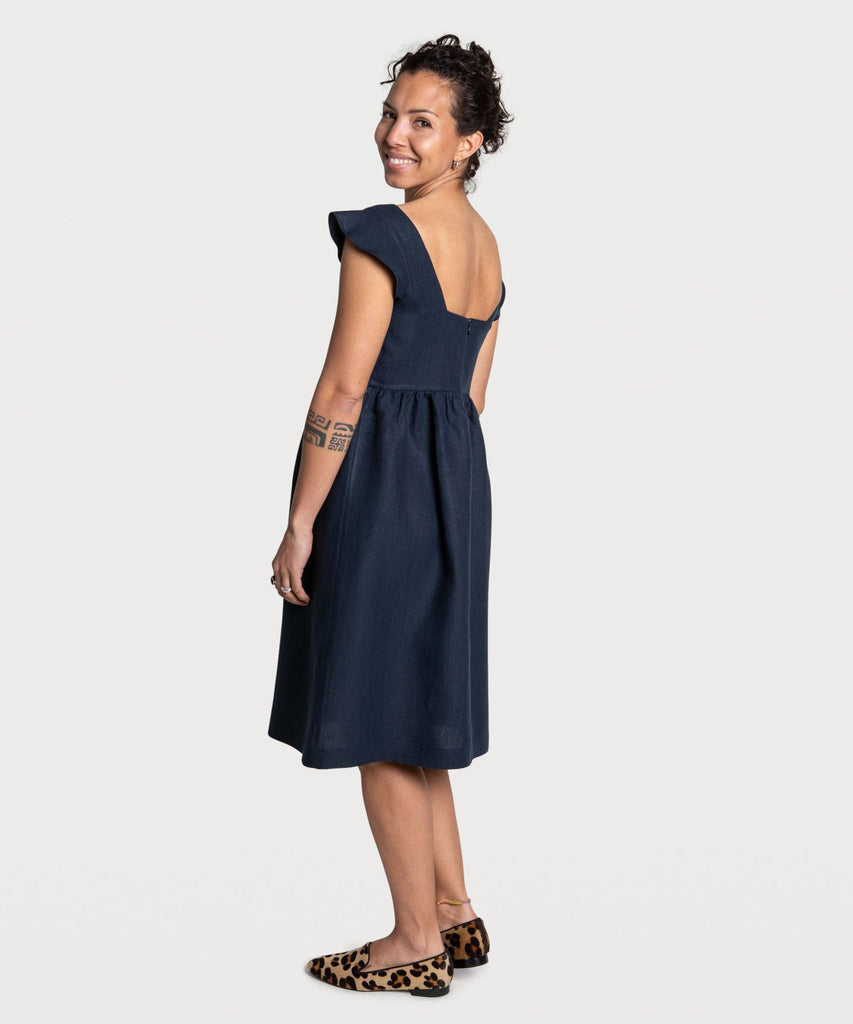 Volant Linen Dress