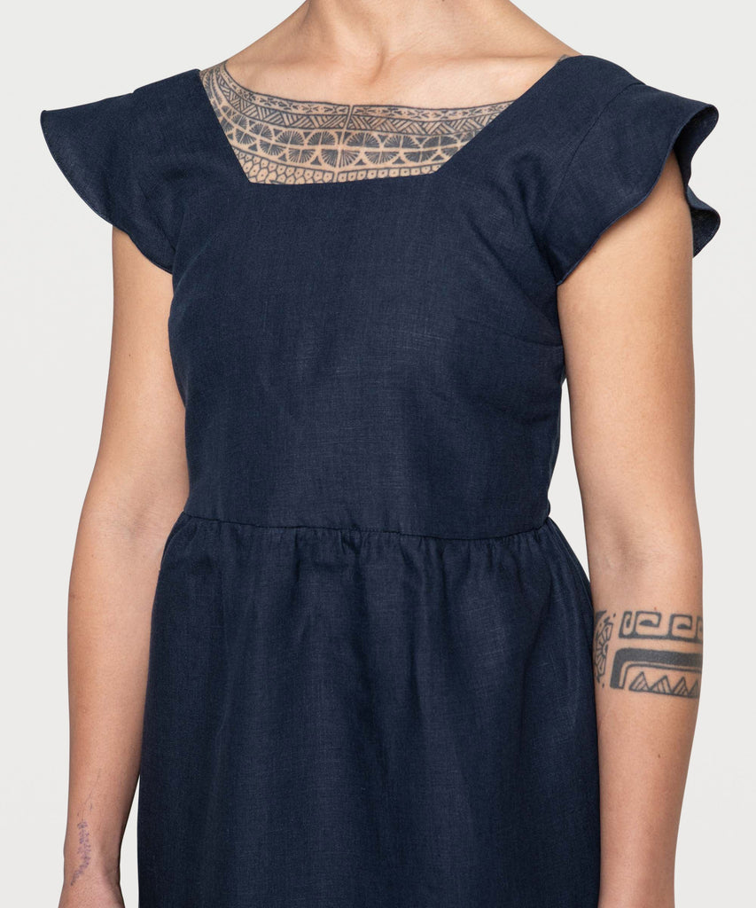 Volant Linen Dress