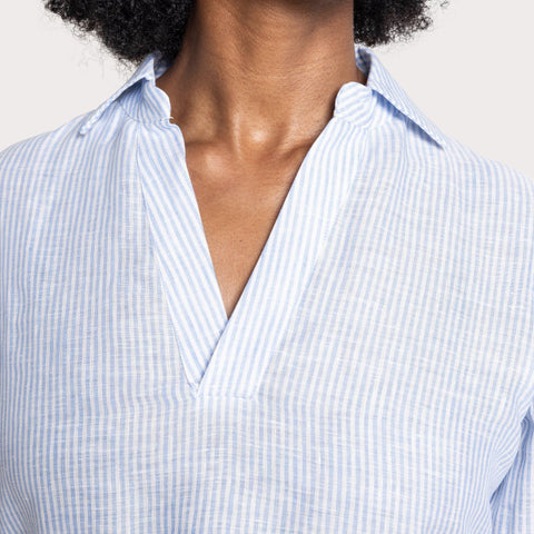 Relaxed Long Striped Linen Dress