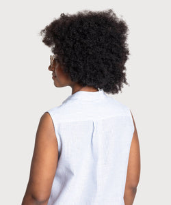 Sleeveless Linen Stripe Shirt