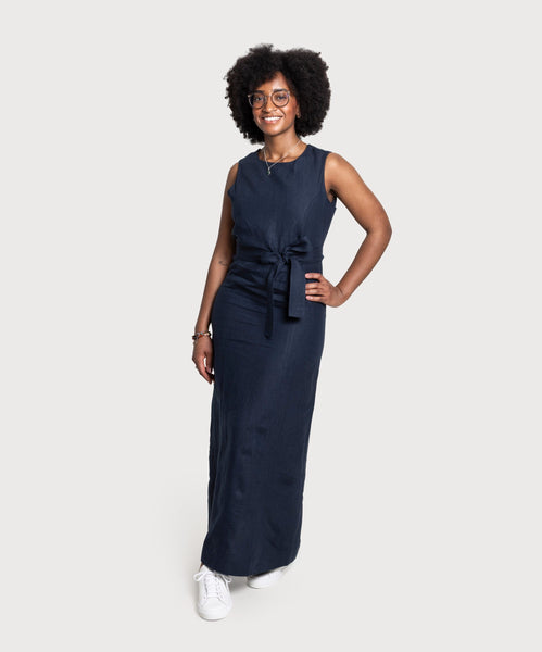 Long Sleeveless Linen Dress