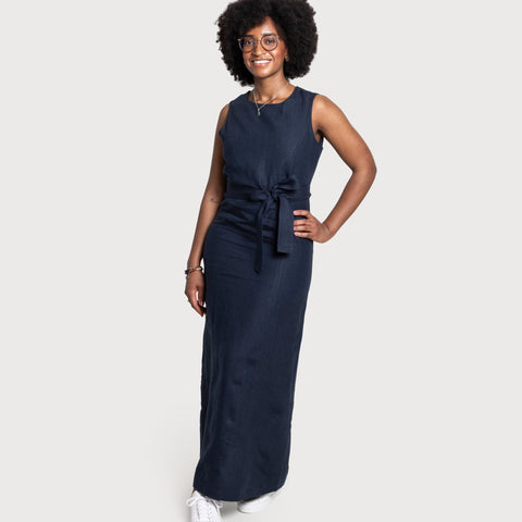 Long Sleeveless Linen Dress