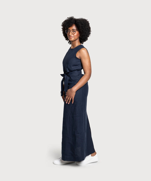 Long Sleeveless Linen Dress