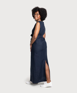 Long Sleeveless Linen Dress