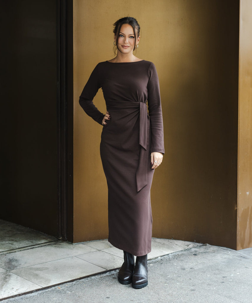 Long Sleeve Jersey Knot Dress Miaki Swiss Made Womenswear