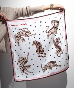 Cream / One Size Silk Foulard Tiger Miaki Swiss Made Womenswear