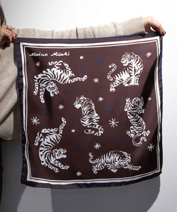 Brown / One Size Silk Foulard Tiger Miaki Swiss Made Womenswear