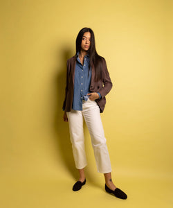 Relaxed Wool Silk Herringbone Blazer Miaki Swiss Made Womenswear