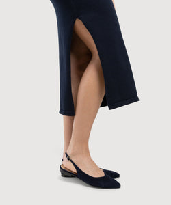 Long Knitted Short Sleeve Cotton Dress Miaki Swiss Made Womenswear