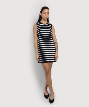 Stripes - Navy / White / XS Short Knitted Cotton Dress Miaki Swiss Made Womenswear