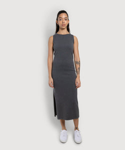 Grey / XS Long Knitted Sleeveless Dress Miaki Swiss Made Womenswear