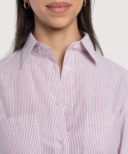 Long Cotton Stripe Shirt Dress Miaki Swiss Made Womenswear