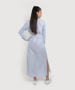 Long Cotton Stripe Shirt Dress Miaki Swiss Made Womenswear