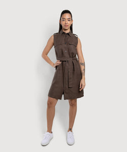 brown safari dress Maroon Handspun Cotton Midi Safari Shirt Dress with Belt 58" / Tall (5'7" and above)