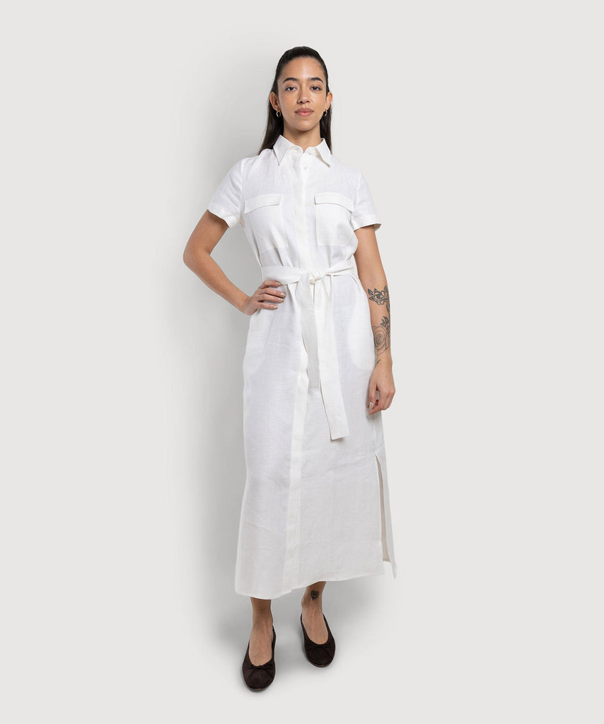 Long Short Sleeve Linen Shirt Dress Miaki Swiss Made Womenswear
