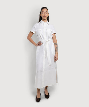 Long Short Sleeve Linen Shirt Dress Miaki Swiss Made Womenswear