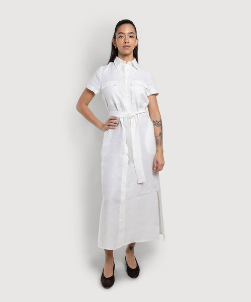 Long Short Sleeve Linen Shirt Dress Miaki Swiss Made Womenswear