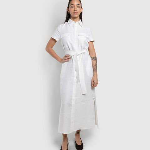 Long Short Sleeve Linen Shirt Dress Miaki Swiss Made Womenswear
