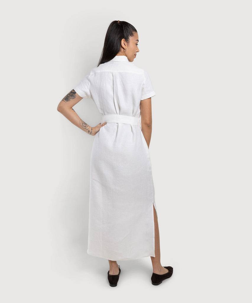 Long Short Sleeve Linen Shirt Dress Miaki Swiss Made Womenswear
