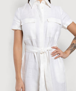 Long Short Sleeve Linen Shirt Dress Miaki Swiss Made Womenswear