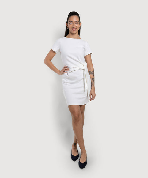 Cream / XS Short Jersey Knot Dress Miaki Swiss Made Womenswear