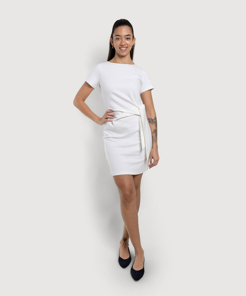 Cream / XS Short Jersey Knot Dress Miaki Swiss Made Womenswear