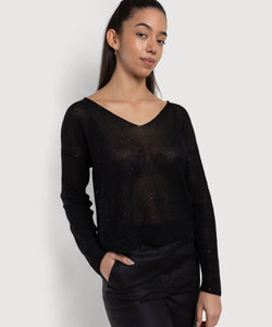 Black / XS Light Sparkle Sweater Miaki Swiss Made Womenswear