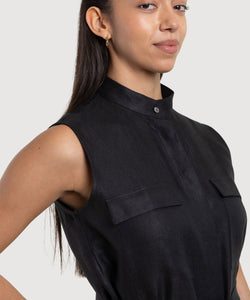 Sleeveless Safari Shirt Miaki Swiss Made Womenswear