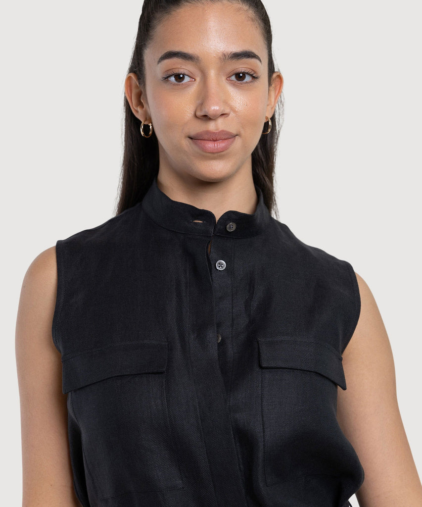 Sleeveless Safari Shirt Miaki Swiss Made Womenswear