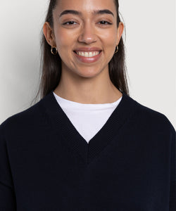 Deep V-Neck Cotton Sweater Miaki Swiss Made Womenswear