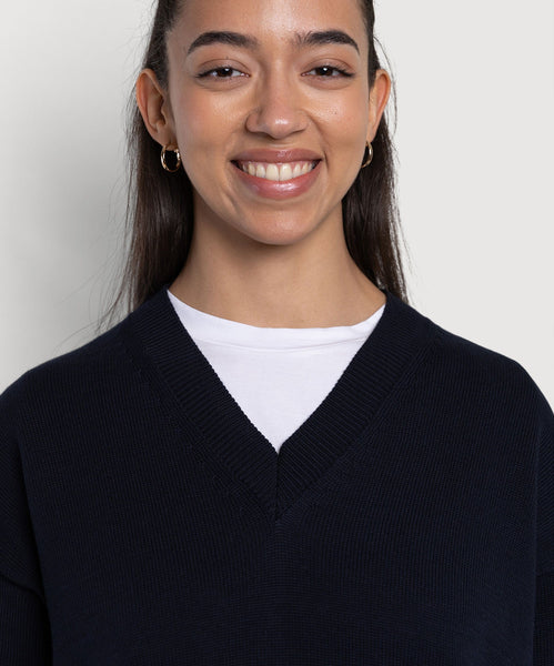 Deep V-Neck Cotton Sweater Miaki Swiss Made Womenswear