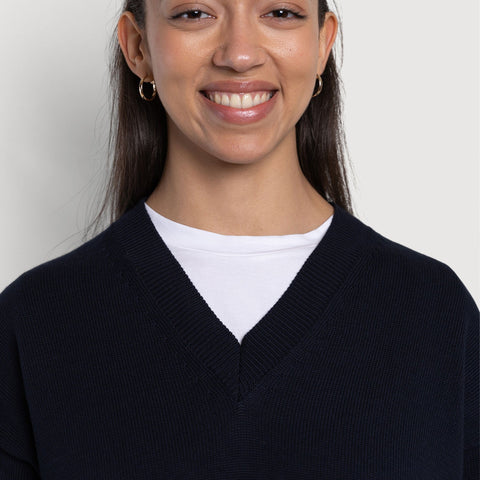 Deep V-Neck Cotton Sweater Miaki Swiss Made Womenswear