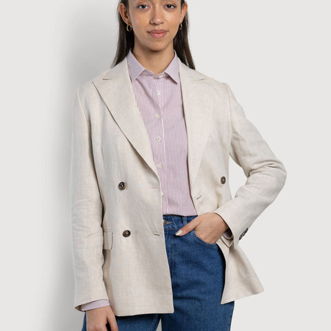 Double Breast Linen Blazer Miaki Swiss Made Womenswear