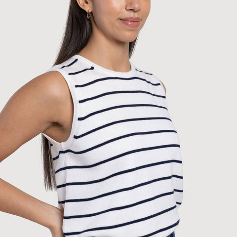 Knitted Sleeveless Cotton Sweater Miaki Swiss Made Womenswear