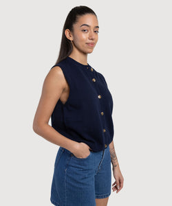 Knitted Cotton Vest Miaki Swiss Made Womenswear