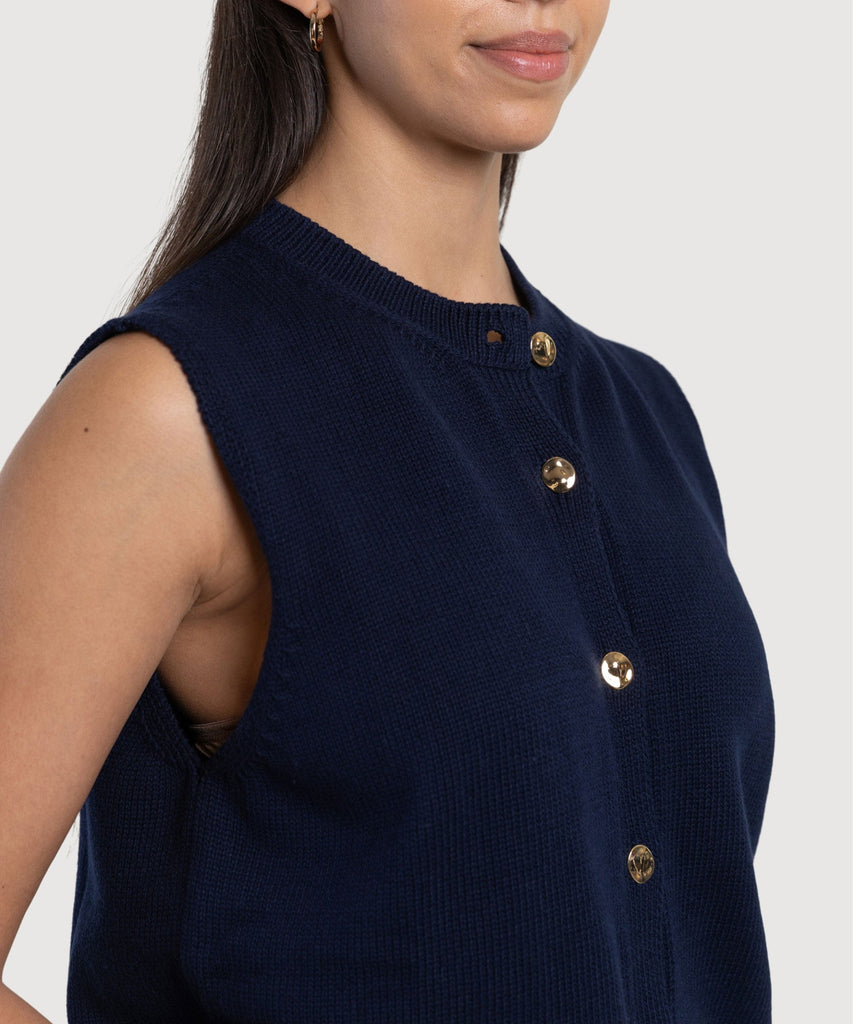 Knitted Cotton Vest Miaki Swiss Made Womenswear