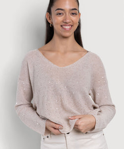 Beige / XS Light Sparkle Sweater Miaki Swiss Made Womenswear