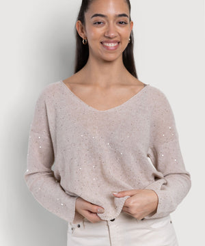 Beige / XS Light Sparkle Sweater Miaki Swiss Made Womenswear