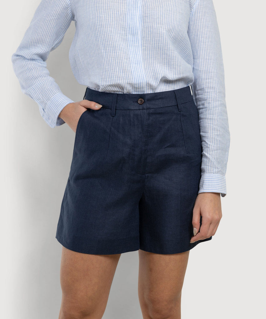 Navy / 34 Linen Shorts Miaki Swiss Made Womenswear