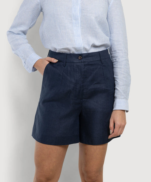 Navy / 34 Linen Shorts Miaki Swiss Made Womenswear