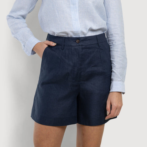 Navy / 34 Linen Shorts Miaki Swiss Made Womenswear