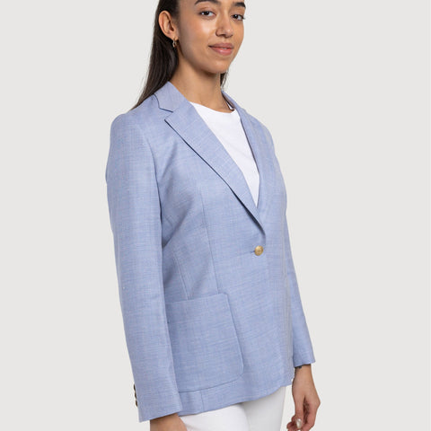 Relaxed Wool Silk Herringbone Blazer Miaki Swiss Made Womenswear