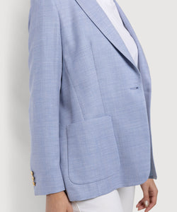 Relaxed Wool Silk Herringbone Blazer Miaki Swiss Made Womenswear