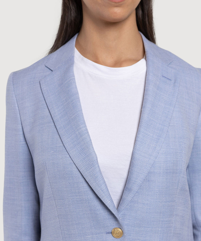 Relaxed Wool Silk Herringbone Blazer Miaki Swiss Made Womenswear