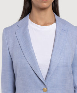 Relaxed Wool Silk Herringbone Blazer Miaki Swiss Made Womenswear