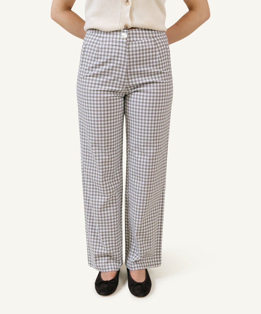 Check Beige / 34 Portofino Check Trousers Miaki Swiss Made Womenswear